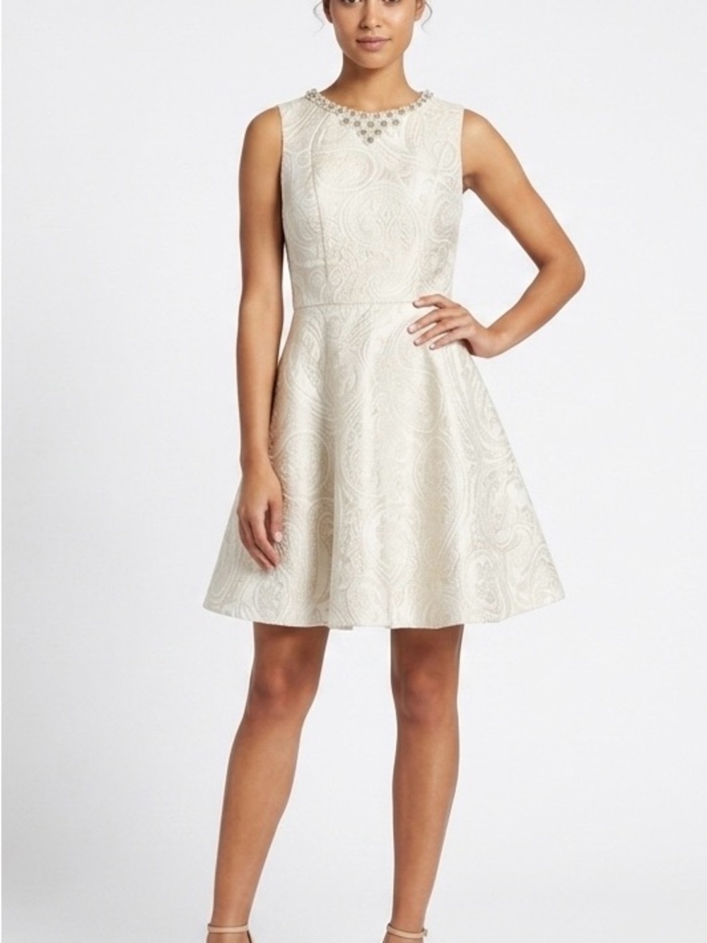 Ted Baker London Jewel Neck Jacquard  Fit & Flare Dress Ted Size 4, US 10